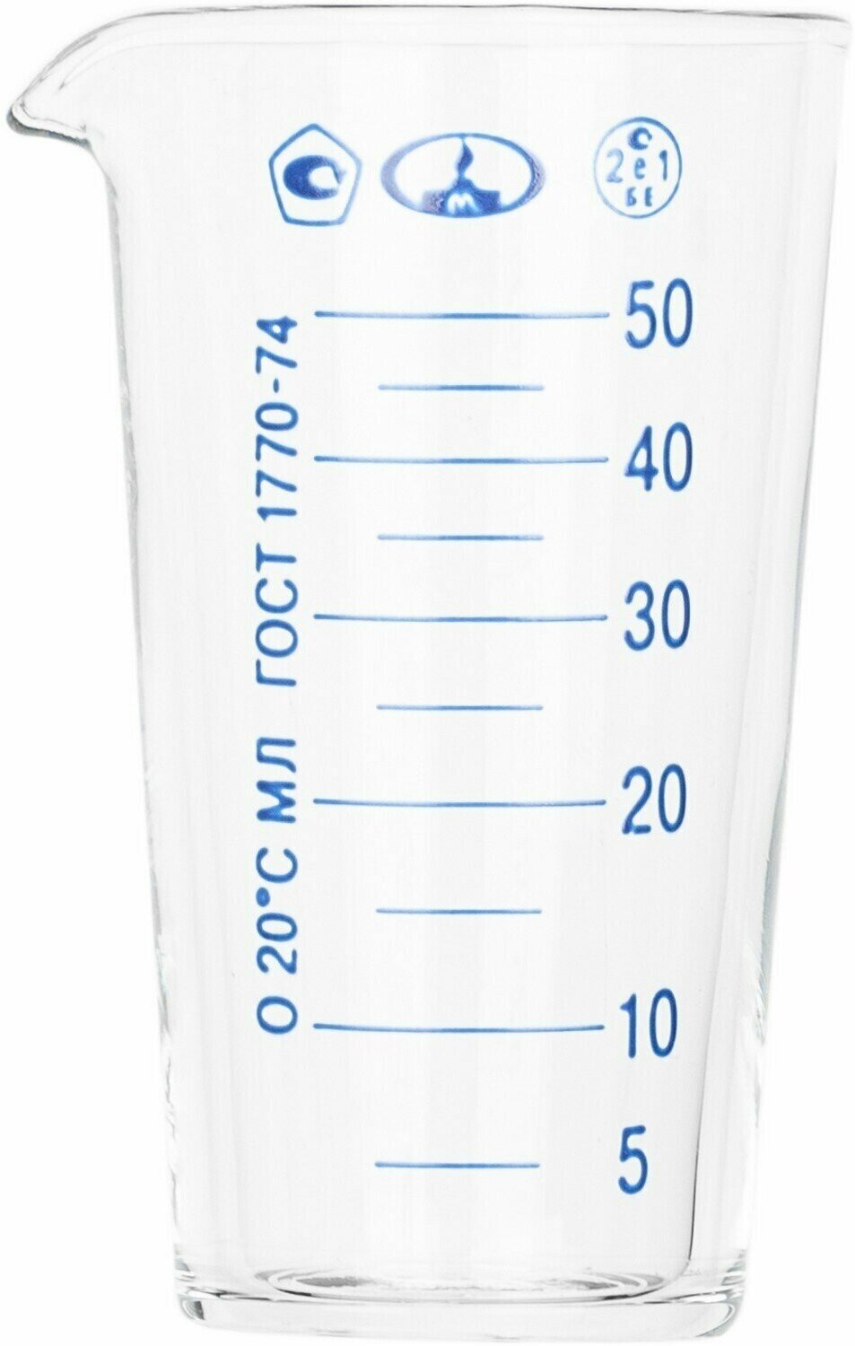 Мензурка MMD ТУ ГОСТ-1770-74, 50мл, 45х45х85мм, стекло, прозрачный