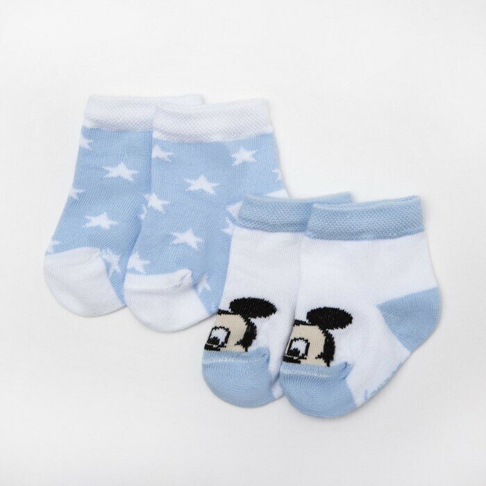 Набор носков "Mickey Mouse", белый-голубой, 8-10 см