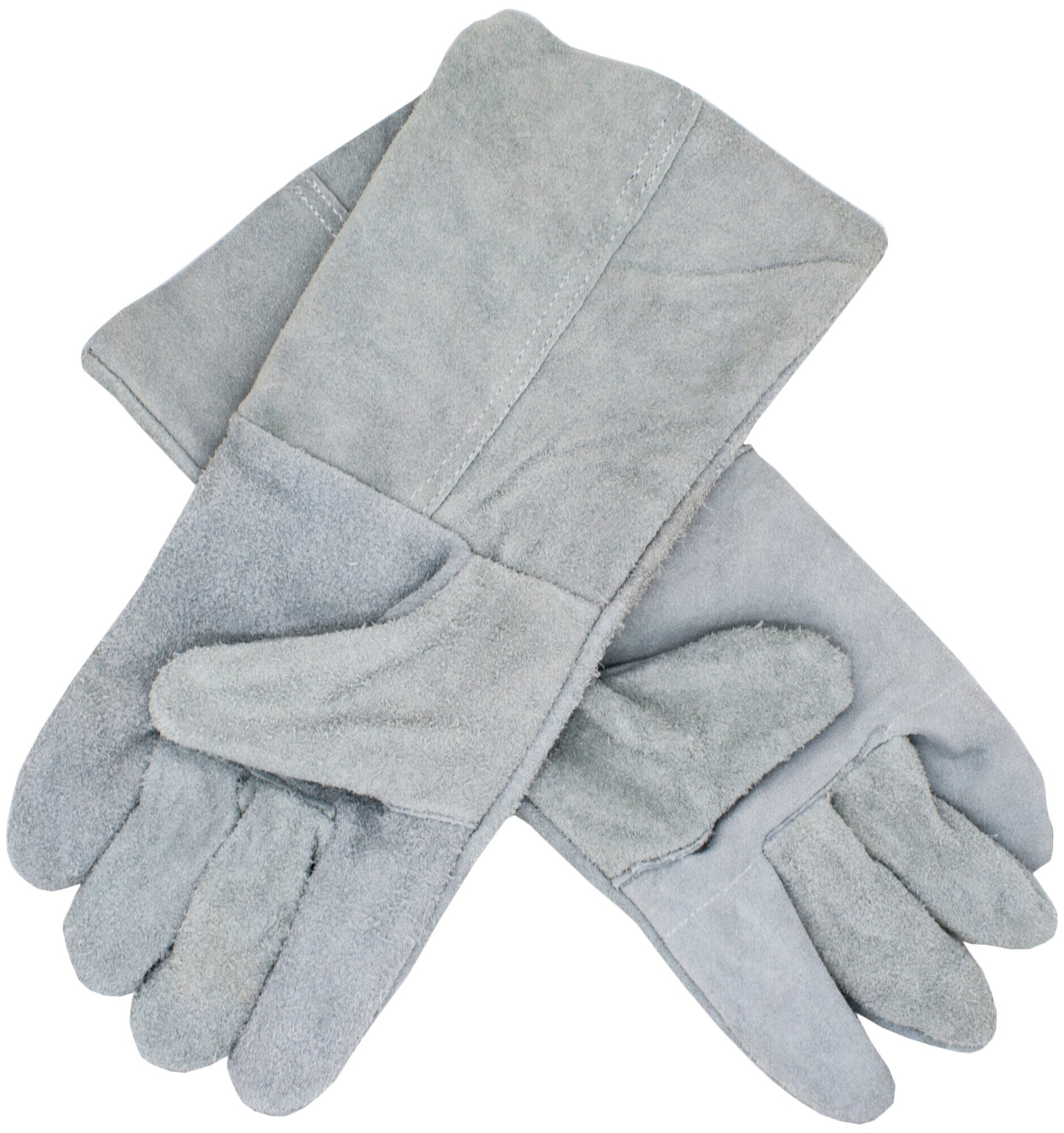 фото Краги спилковые для сварки удлиненные, серые / Перчатки сварщика/Защита от искр и брызг металла