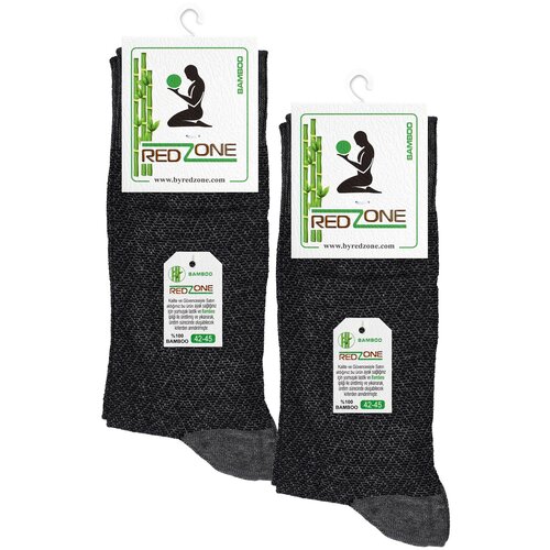 фото Носки redzone мужские, комплект носков - 2 пары, бамбук, серые, рисунок - "ромб" с серой резинкой, р. 42-45