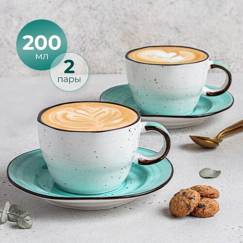 Чайная пара чайный набор кружка для чая кружка для кофе чашка с блюдцем 200 мл 2 шт 2129₽