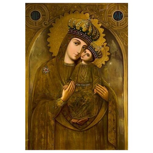 Освященная икона на дереве ручной работы - Пресвятая Богородица, 15х20х3,0 см, арт Ик19950