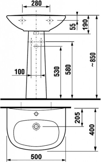 Умывальник Zeta 50 1/отв 1/вел в/к Jika 8.1039.0.000.104.9 - фотография № 14