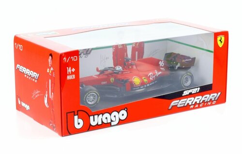 Машинка BBurago 1:18 Ferrari SF21 №16 с фигуркой пилота C.Leclerc 18-16809