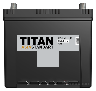 Автомобильный аккумулятор TITAN ASIA STANDART 6СТ-62.0 VL B01 230х175х225