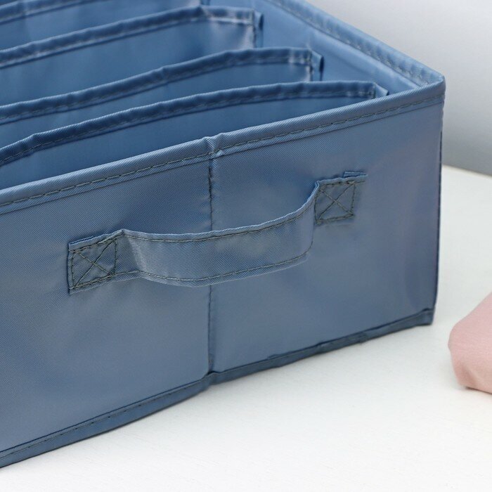 Органайзер для хранения белья «Комфорт», 7 отделений, 35×24×13 см, цвет серо-синий - фотография № 5