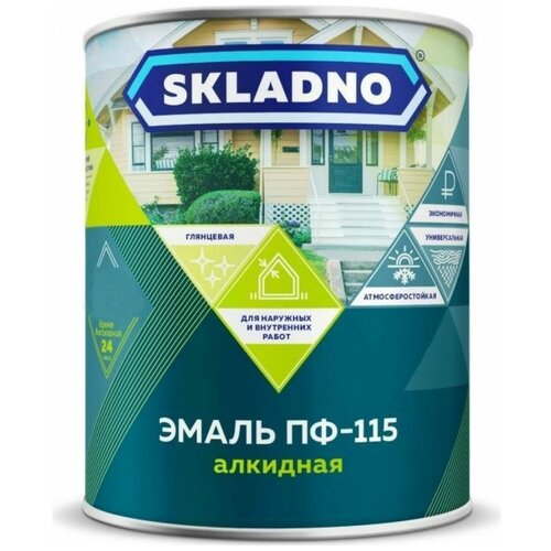 Эмаль Skladno, ПФ-115, алкидная, зеленая, 2.6 кг эмаль skladno пф 115 пром алкидная зеленая 5 5 кг