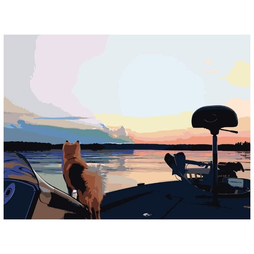 Картина по номерам По реке на лодке, 30x40 см картина по номерам две картинки new world стадо слонов идет по реке
