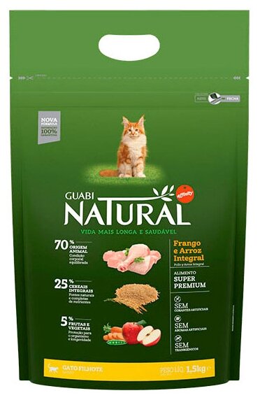 Guabi Natural Kitten сухой корм для котят цыпленок и коричневый рис 1,5 кг - фотография № 15