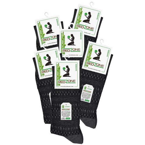 фото Носки redzone мужские, комплект носков - 6 пар, бамбук, темно-серые рисунок геометрия, р. 42-45