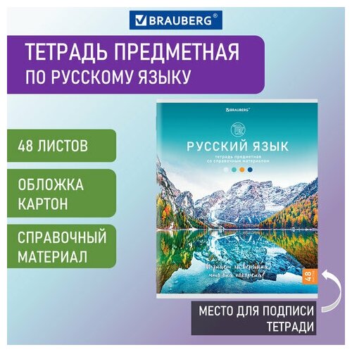 Тетрадь предметная классика NATURE 48 л. обложка картон русский язык линия BRAUBERG, 20 шт