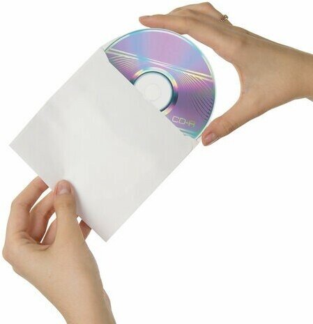 Конверты для CD/DVD (125х125 мм) с окном, бумажные, клей декстрин, комплект 25 шт, BRAUBERG, 123599