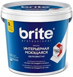 Краска акриловая brite Professional интерьерная шелковистая моющаяся белый 0.9 л