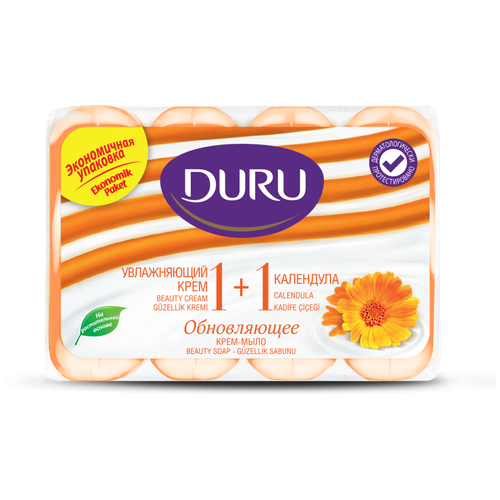 DURU Крем-мыло кусковое Soft sensations 1+1 Календула, 4 шт., 310 мл, 80 г duru крем мыло кусковое soft sensations 1 1 розовый грейпфрут грейпфрут 310 мл 80 г