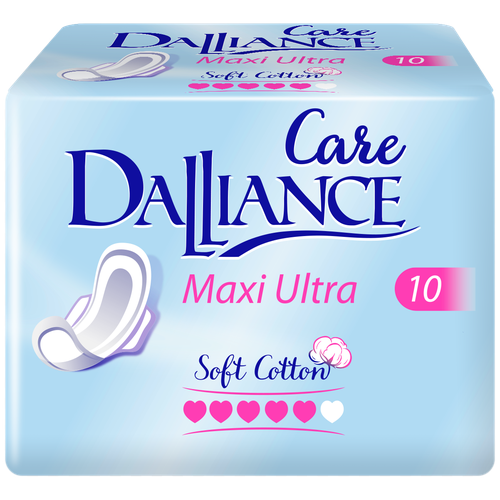 Dalliance прокладки Care Maxi Ultra, 5 капель, 10 шт., белый