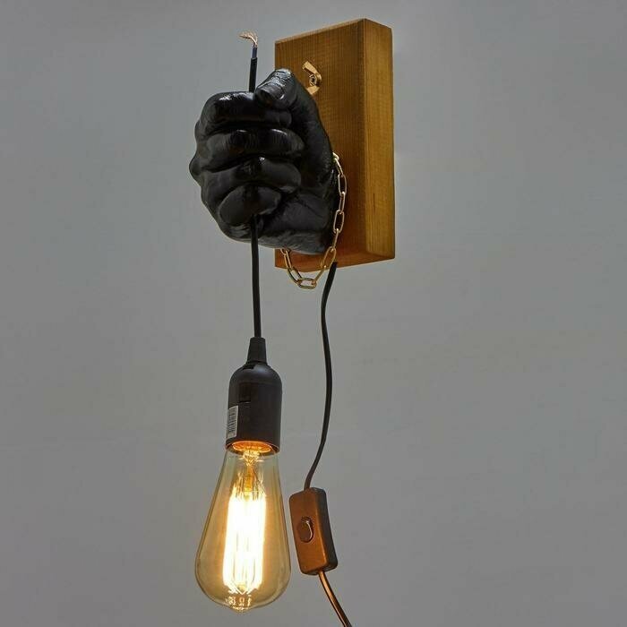 Светильник настенный лофт "Правая рука" E27 60Вт черный 18х18х10 см - фотография № 3