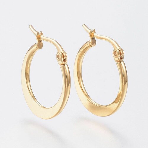 open hoop earrings Сережки кольца / основа для сережек, цвет золото, гипоаллергенная нержавеющая сталь, 19-21 мм