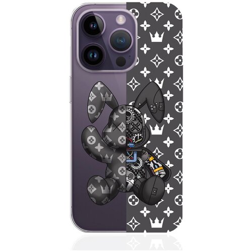 Прозрачный силиконовый чехол MustHaveCase для iPhone 14 Pro Bunny Серый для Айфон 14 Про