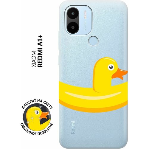 Силиконовый чехол на Xiaomi Redmi A1+, Сяоми Редми А1 Плюс с 3D принтом Duck Swim Ring прозрачный