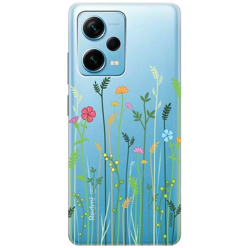 Силиконовый чехол на Xiaomi Redmi Note 12 Pro, Note 12 Pro+, Note 12 Explorer Edition с 3D принтом Flowers and Fern прозрачный матовый чехол unicorn and candy для xiaomi redmi note 12 сяоми редми ноут 12 с 3d эффектом черный