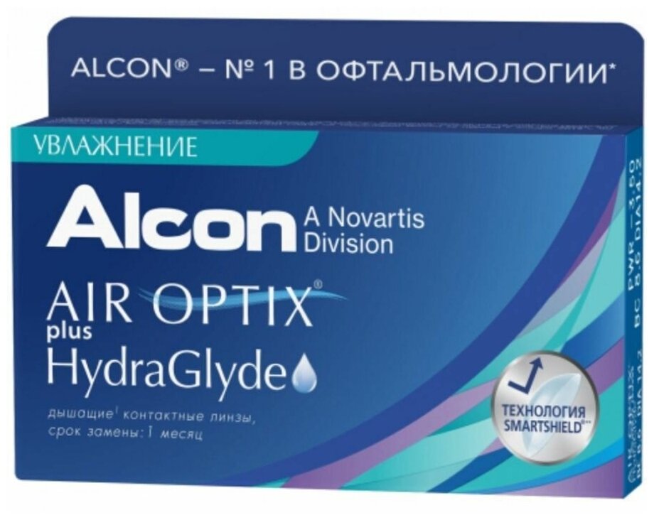 Контактные линзы Air Optix Plus HydraGlyde 3pk (BC 8,6; D -2.25)