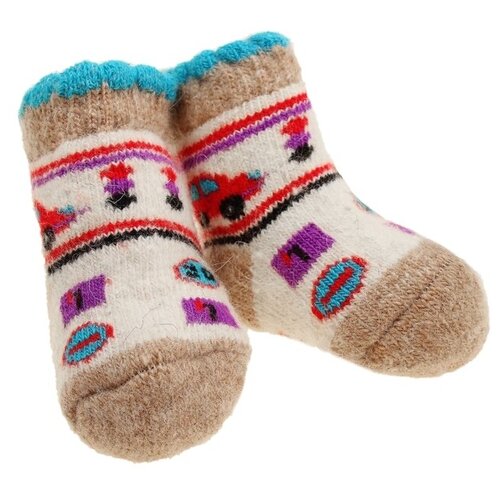 Носки детские шерстяные «Автомобильчик», цвет белый, размер 10