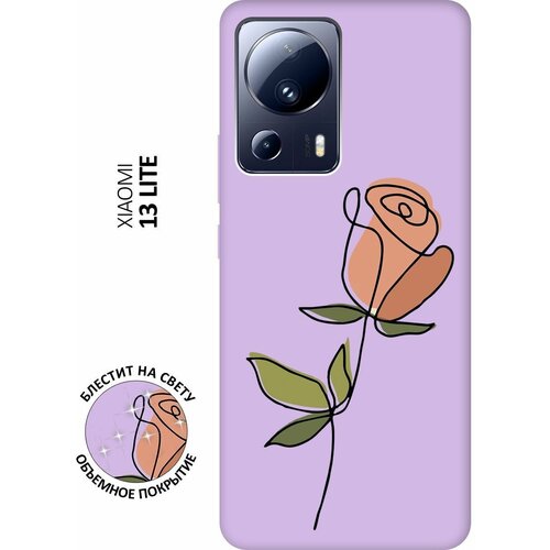 Силиконовый чехол на Xiaomi 13 Lite, Сяоми 13 Лайт Silky Touch Premium с принтом Rose сиреневый силиконовый чехол на xiaomi 13 lite сяоми 13 лайт silky touch premium с принтом corgimania сиреневый