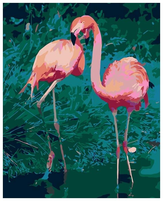 Картина по номерам "Розовые фламинго" 40x50 см