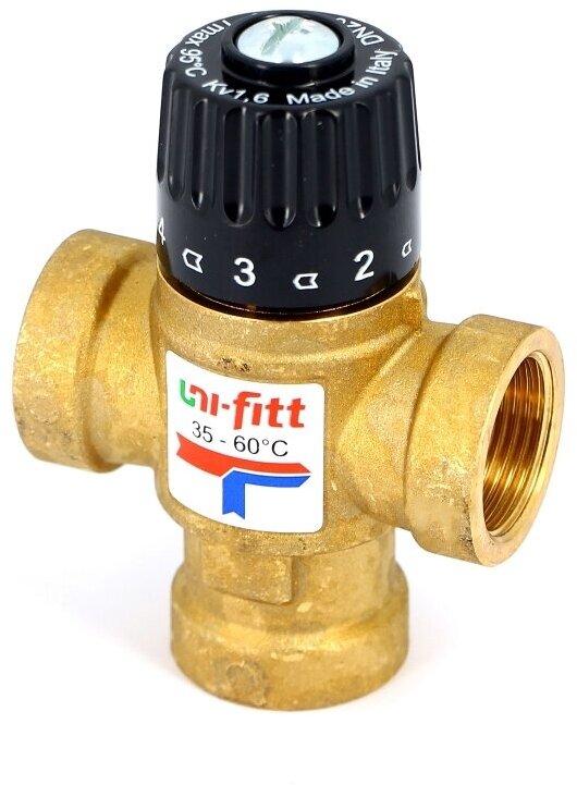 Клапан В термосмесительный Uni-Fitt 3/4" 35-60˚С смешение боковое латунный