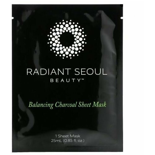 Radiant Seoul, Маска с древесным углем тканевая, Balancing Charcoal Sheet Masks, 25мл
