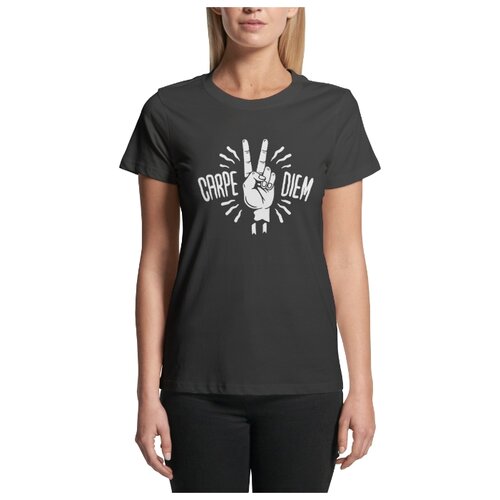 фото Футболка женская black pack "carpe diem", черная, 48/xl