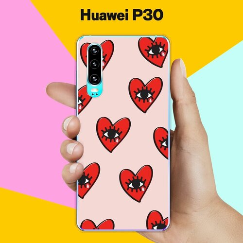 Силиконовый чехол на Huawei P30 Сердца / для Хуавей П30 силиконовый чехол сердца на huawei p30