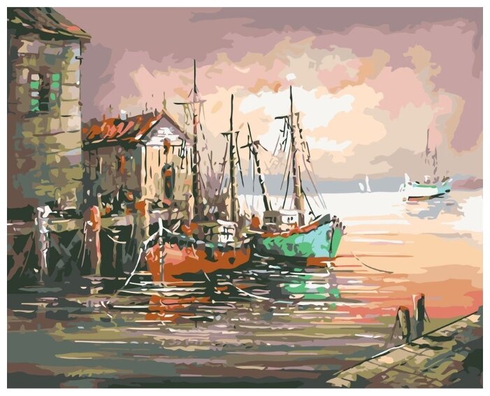 Картина по номерам "Корабли у причала", 40x50 см
