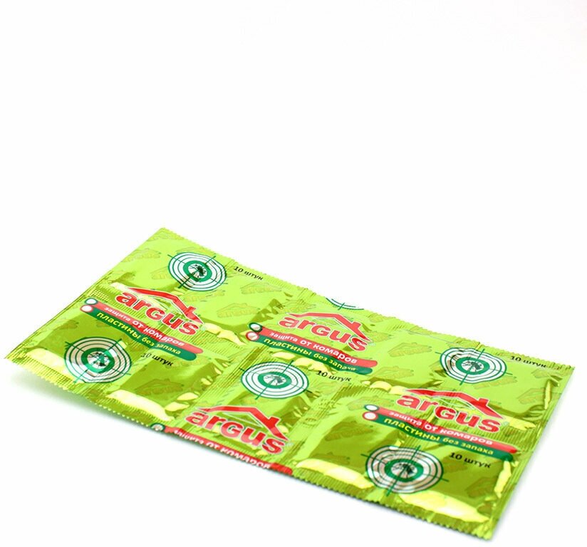 Пластины от комаров ARGUS зеленые без запаха, 100 таблеток (10 пластин по 10 таблеток) - фотография № 2