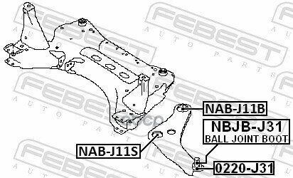 Сайлентблок Переднего Рычага Задний Febest арт. 'NAB-J11B