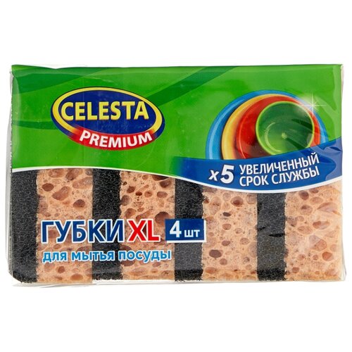 фото Губка для посуды Celesta Premium XL 4 шт