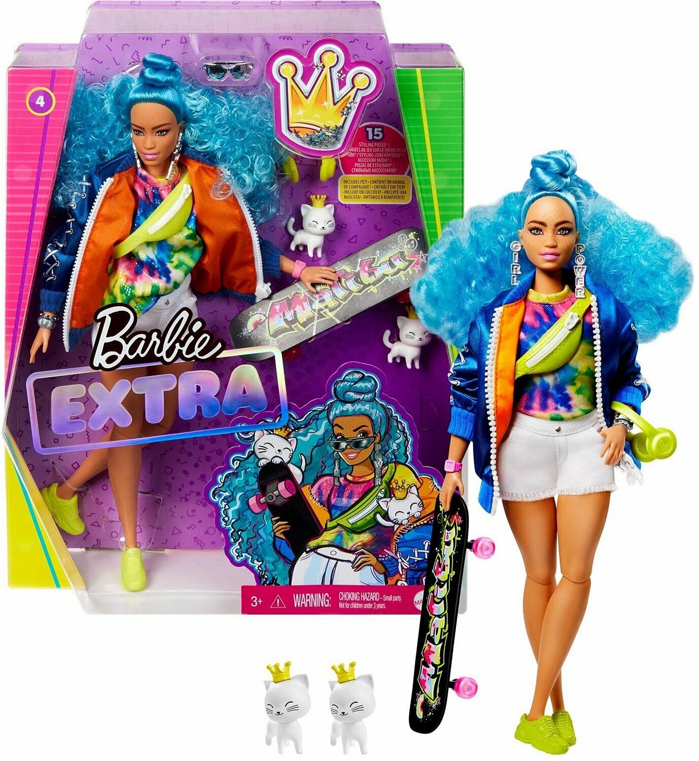 Кукла Barbie GRN30 Экстра 4 с голубыми волосами