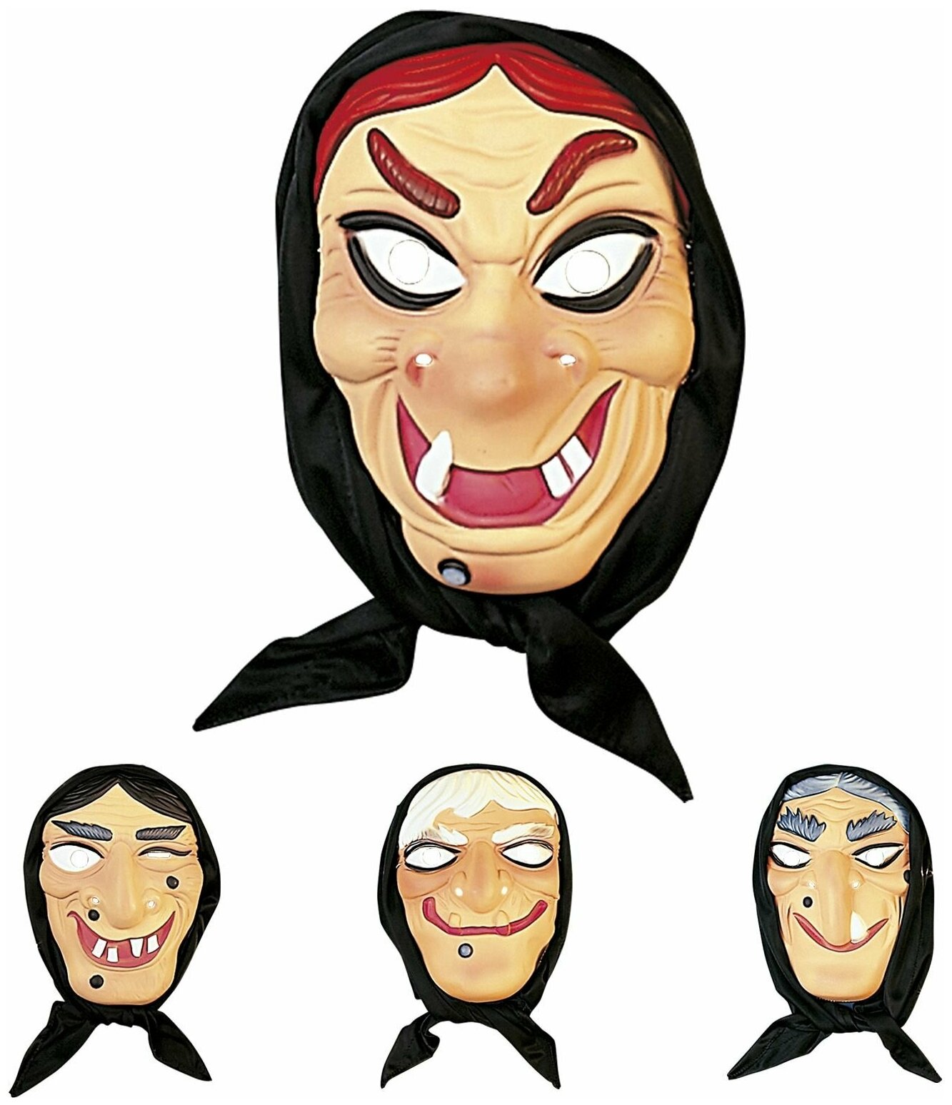 Карнавальная маска бабы-яги в платочке /маска старухи