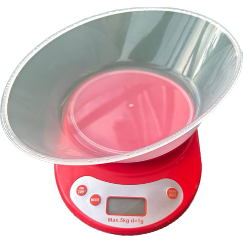 Весы кухонные электронные с чашей красные