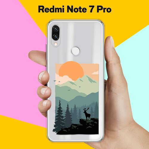 Силиконовый чехол Горы и лес на Xiaomi Redmi Note 7 Pro пластиковый чехол лес в сумерках на xiaomi redmi 5 сяоми редми 5