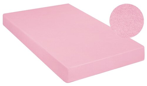 Простыня махровая на резинке Pink, без рисунка, розовый; размер: 90 х 200