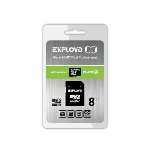 Карта памяти EXPLOYD microSDHC Class 4 8GB + SD adapter