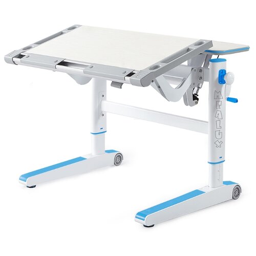 фото Стол mealux ergowood m 94x77 см белый дуб/голубой