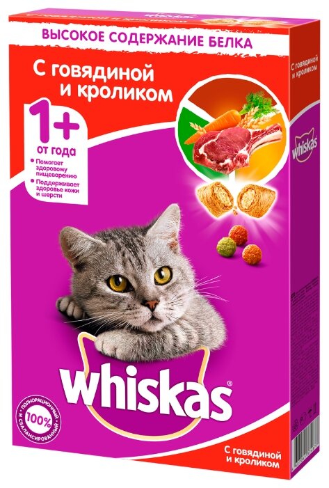 Корм для кошек (подушечки) Whiskas Говядина/Кролик 350 г