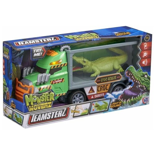 Teamsterz Грузовик с крокодилом MONSTER MOVERZ 1417285 игрушка со встроенным двигателем для детей teamsterz грузовик с акулой monster moverz 1417284