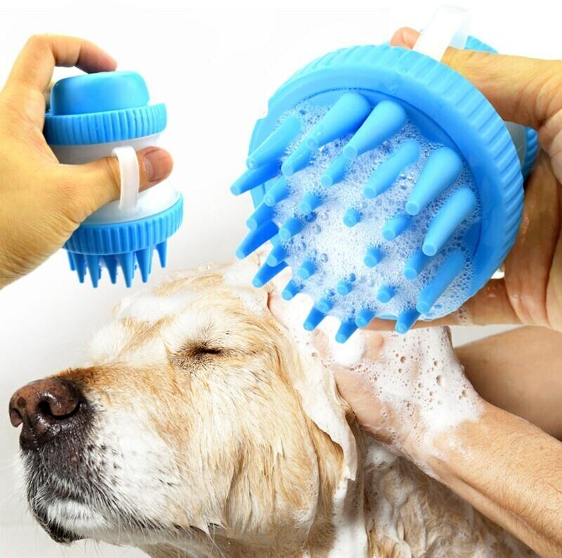 Щетка для мытья животных для купания собак и кошек Cleaning Device The Gentle Dog Washer, голубой - фотография № 5
