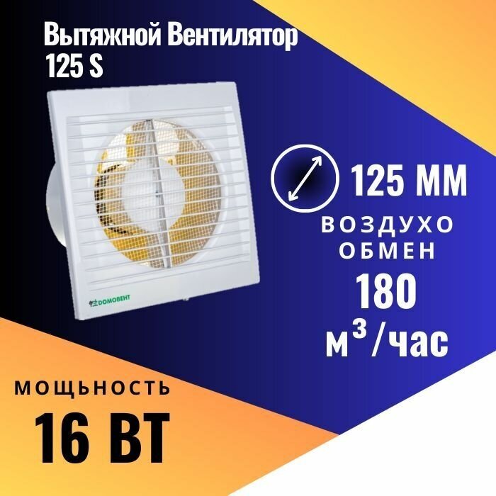 Вытяжной вентилятор бытовой Domovent 125s - фотография № 1