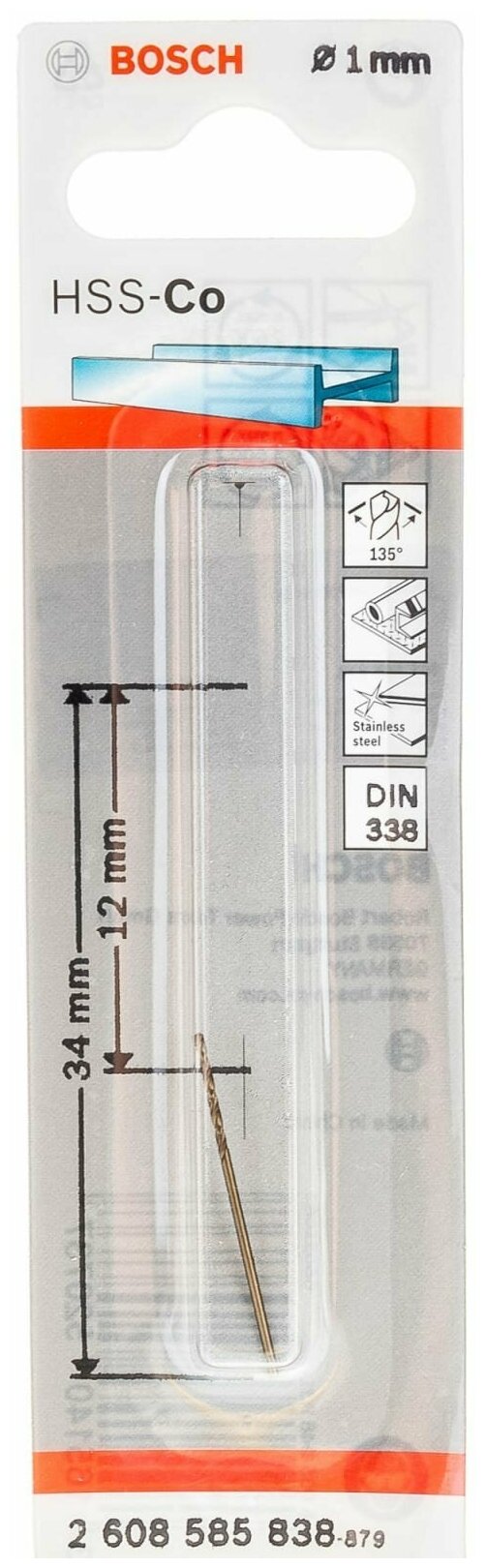 Сверло BOSCH HSS-CO 1 мм 1шт - фотография № 4