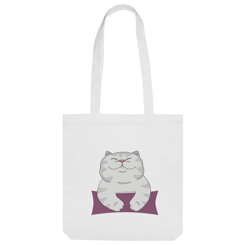 Сумка шоппер Us Basic, белый сумка довольный кот бежевый