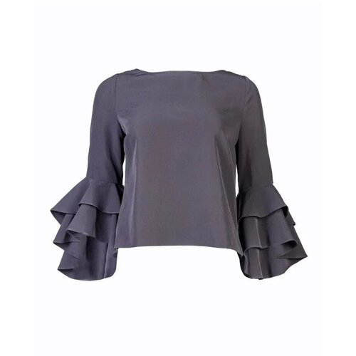 Блуза  Milly, повседневный стиль, длинный рукав, однотонная, размер 48, черный